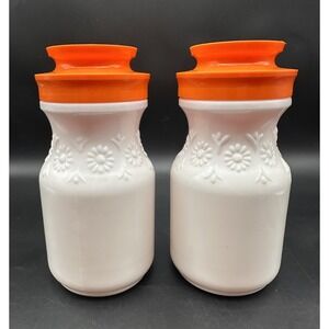 1960'S MAXWELL HOUSE MILK GLASS JARS COFFEE CANISTER (2) 7.5"
